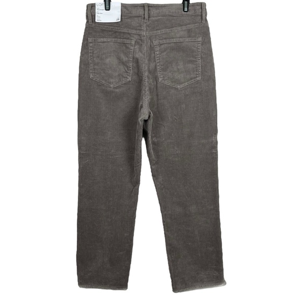 NWT Loft The Straight Crop High Rise Curvy Raw Hem Grey Corduroys - Picture 2 of 9